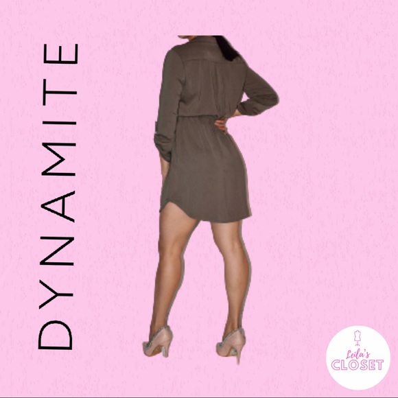 Dynamite Green Zipper Dress. - Picture 2 of 6